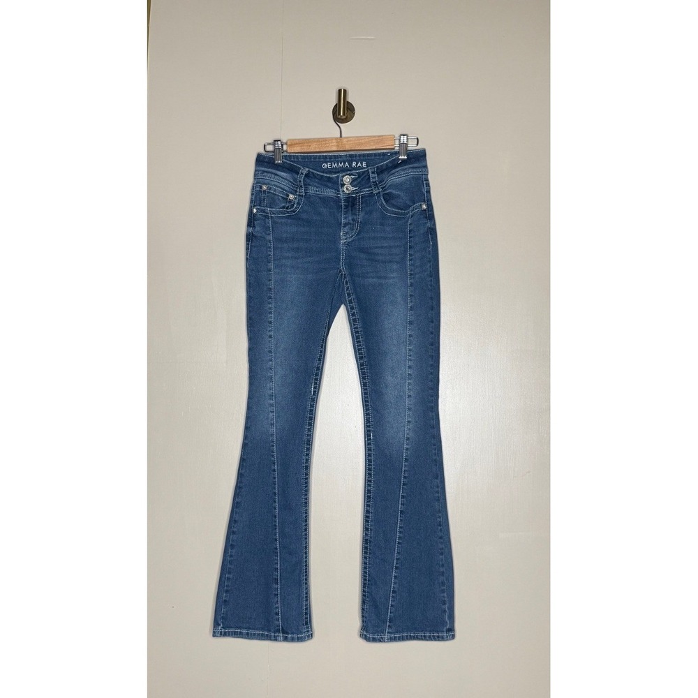 Gemma Rae Embellished Bootcut Jeans 7/28 Stretch Mid Rise Denim
